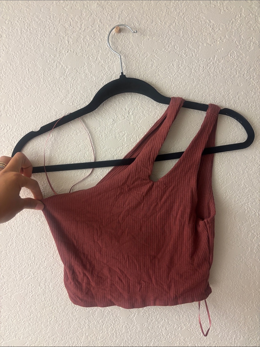 Ribbed Mauve One Shoulder Crop Tank Top - Women